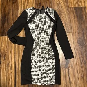 H&M Black and White Long Sleeve Dress